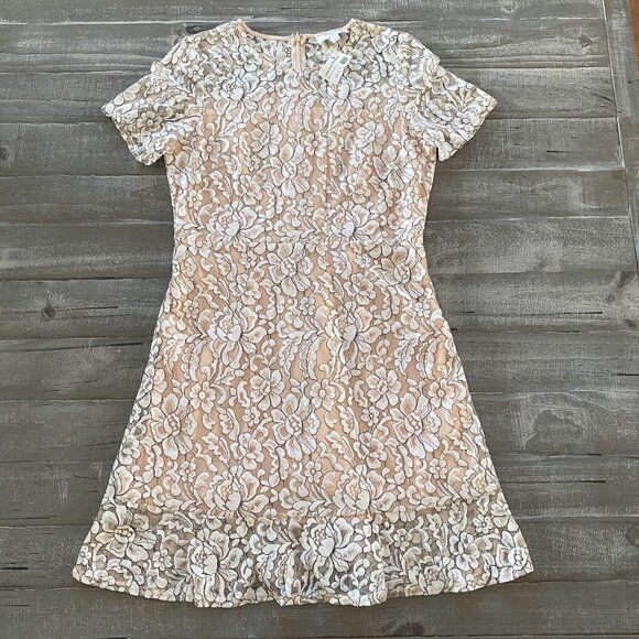 Peach Love California Dresses & Skirts - Peach Love California Dress Size Large Floral Lace Short Sleeve Lined Ladies New